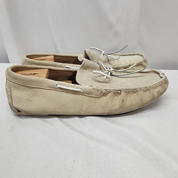 UGG Australia Everton Rivera Emboss White Suede Boat Shoe Loafers Men's US 14 - Picture 2 of 9